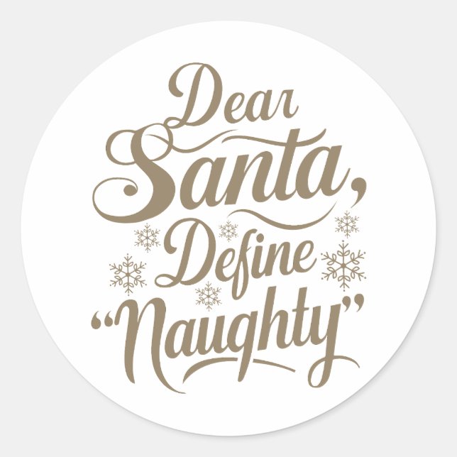 Redonda Estimado pegatina de Santa Define Naughty (Anverso)