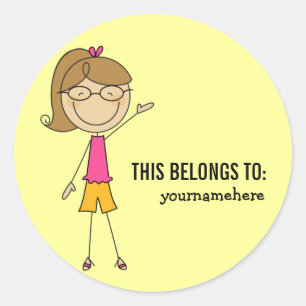 Redonda ESTO PERTENECE AL Pegatina de un Chica