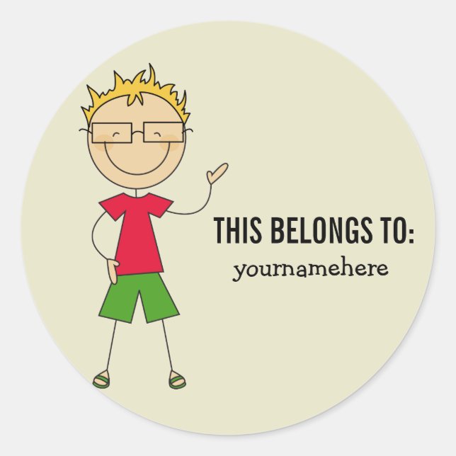 Redonda ESTO PERTENECE AL Pegatina de un niño (Anverso)