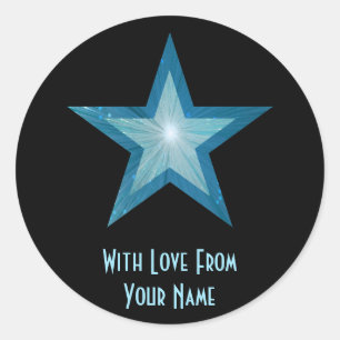 Redonda Estrella azul 'Con amor de'', pegatina negro redon