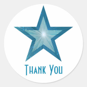 Redonda Estrella azul "Gracias" blanco pegatina redondo