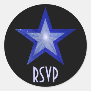 Redonda Estrella azul oscura RSVP pegatina redondo negro