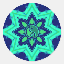 Redonda Estrella de la flor Yin Yang Pegatina