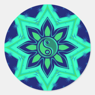 Redonda Estrella de la flor Yin Yang Pegatina
