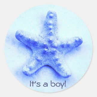 Redonda estrella de mar azul es un pegatina de niños