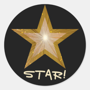 Redonda Estrella de "oro", "STAR", pegatina redondo, negro