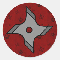 Estrella De Shuriken Ninja En Pegatina Rojo