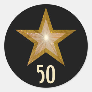 Redonda Estrella "Gold" "50" pegatina redondo negro