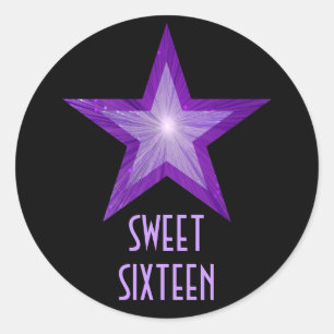 Redonda Estrella morada 'Sweet Sixteen' pegatina redondo n
