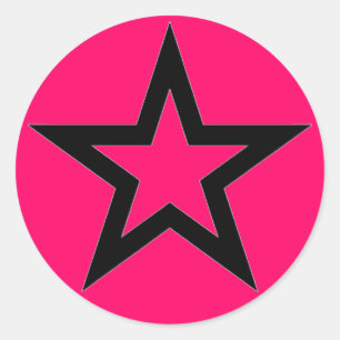 Redonda Estrella negra en rosa - Pegatina