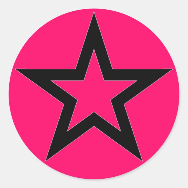 Redonda Estrella negra en rosa - Pegatina (Anverso)