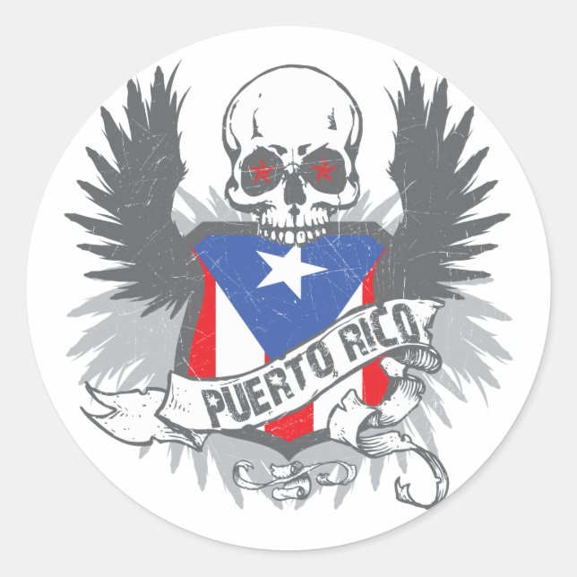 Redonda Estrella Pegatina de Puerto Rico (Anverso)