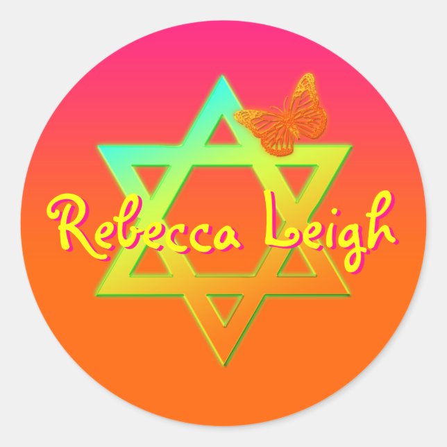 Redonda Estrella Personalizada De David, Pegatina De Marip (Anverso)