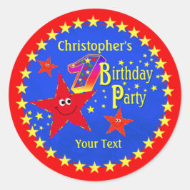 Redonda Estrella Roja Primer Fiesta de cumpleaños Pegatina