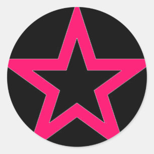 Redonda Estrella rosa en negro - Pegatina