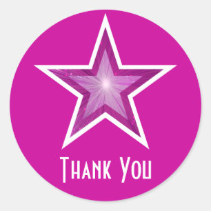Redonda Estrella rosa "Gracias" pegatina redondo rosa