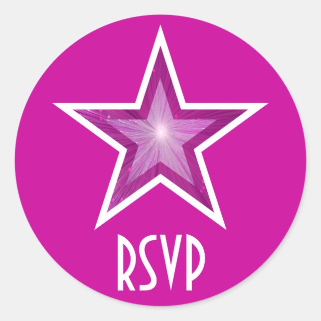 Redonda Estrella rosa RSVP pegatina redondo rosa (Anverso)