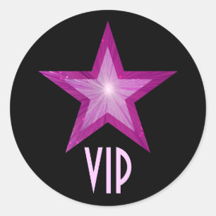 Redonda Estrella rosa VIP pegatina redondo negro