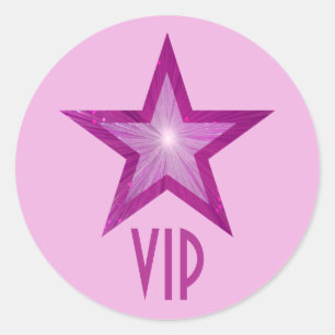 Redonda Estrella rosa VIP pegatina redondo rosa pálido