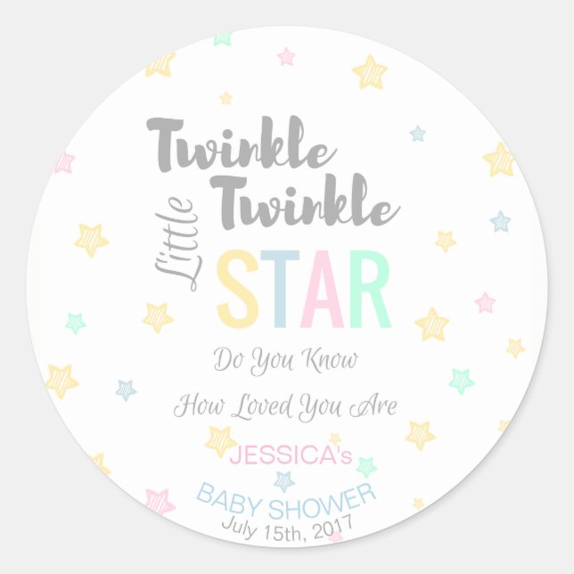 Redonda Estrella Twinkle Twinkle personalizada - Pegatina (Anverso)