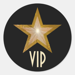 Redonda Estrella VIP "Gold" pegatina circular negro
