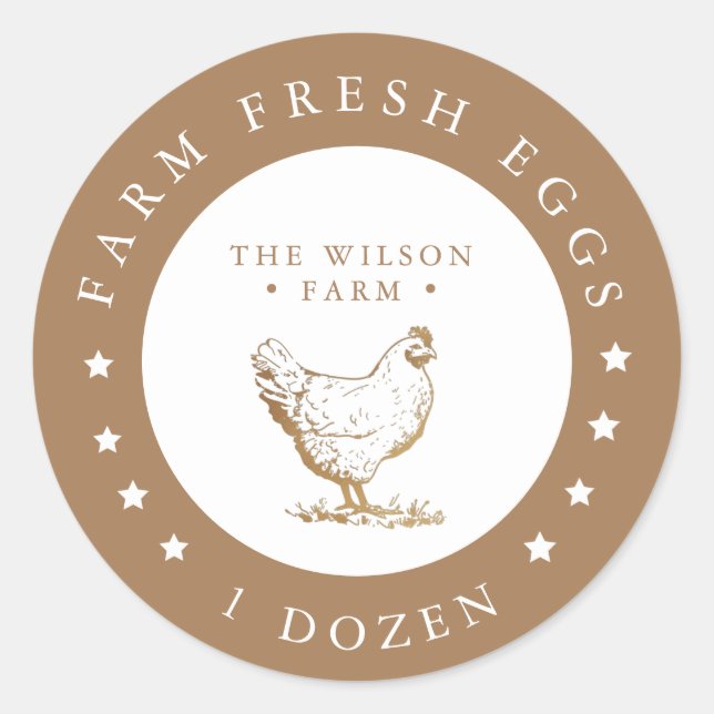 Redonda estrellas de oro de granja Egg Carton Pegatina (Anverso)