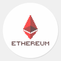 Ethereum ETH Logotipo rojo de 8 bits | PEGATINA