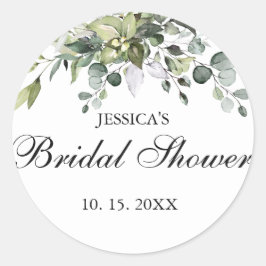 Redonda Eucalyptus Bridal Shower Classic Round Pegatina