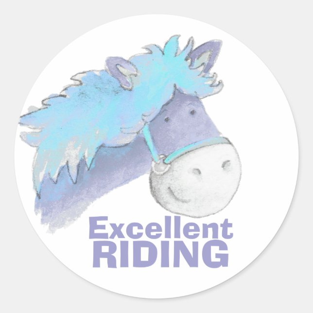 Redonda Excelente pegatina de alabanza de caballo/poni (Anverso)