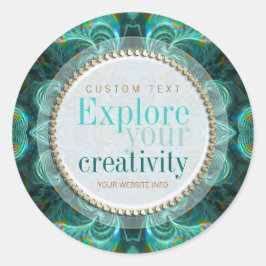 Redonda Explora tu Pegatina de fragmentos Verde azulados d