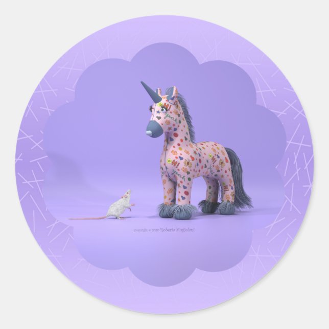 Redonda Extraño encuentro clásico pegatina redondo (Anverso)