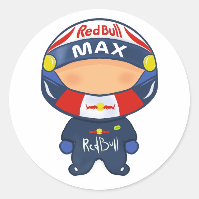 Redonda F1 Pegatina RedBull Max Verstappen (Anverso)