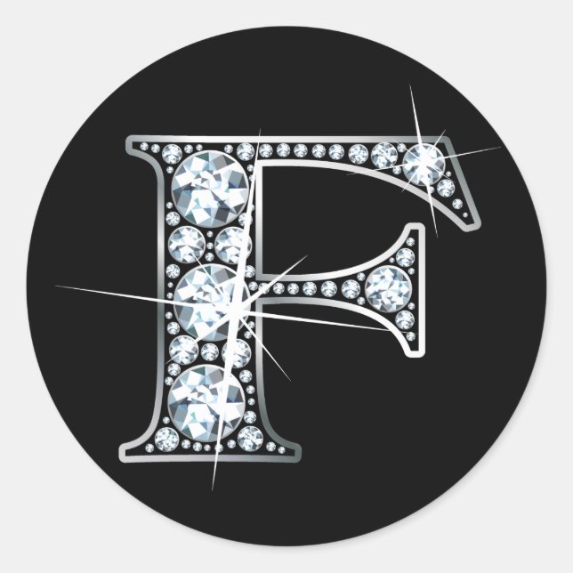 Redonda "F" Pegatina de Diamond Bling (Anverso)