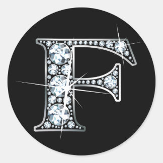Redonda "F" Pegatina de Diamond Bling