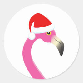 Redonda Fa la la la Big Flamingo Holiday Pegatina