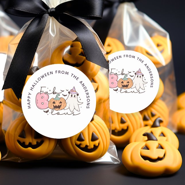 Redonda Fab-boo-lous Halloween Groovy Treat Bag Pegatina (Subido por el creador)