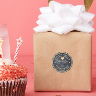 Redonda fabricado a mano con amor   gracias pegatina