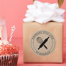 Redonda Fabricado a mano con Pegatina personalizado de hor