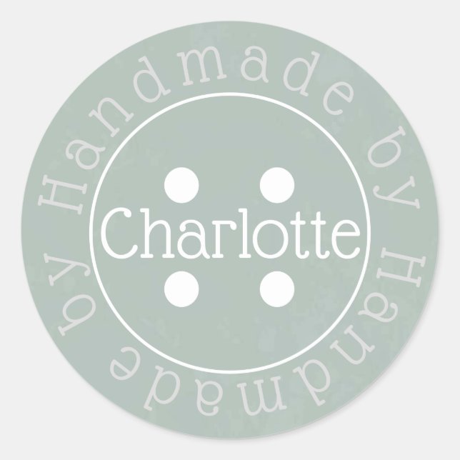 Redonda Fabricado a mano por pegatina de papel con botón d (Anverso)