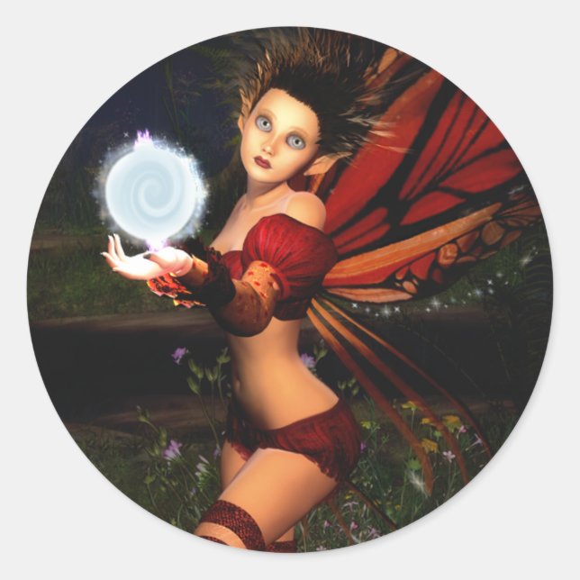 Redonda Faerie Light Pegatina (Anverso)