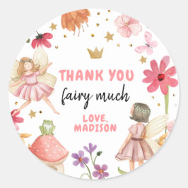 Redonda Fairy Birthday 1er Fairy Gracias Pegatina Favor