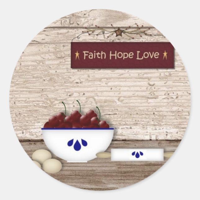 Redonda Faith Hope Love Pegatina (Anverso)