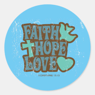 Redonda Faith Hope y Love Pegatina