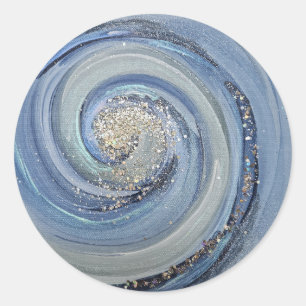 Redonda Faith Worth Art Blue Swirl Pegatina