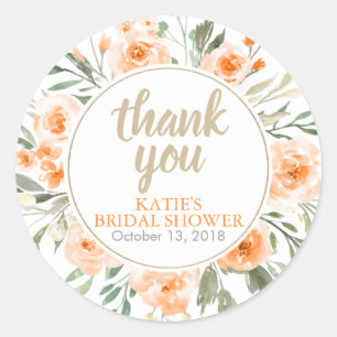 Redonda Fall Floral Bridal Shower Gracias Pegatina