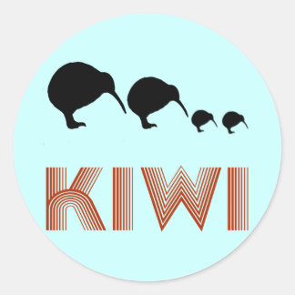 Redonda Familia Kiwi Retro Nueva Zelanda Pegatina