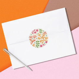 Redonda Fancioso Pegatina redondo clásico de vegetación fl