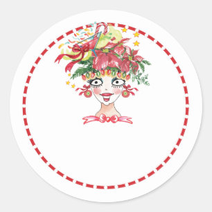 Redonda Fancy Navidades Sassy Lady Classic Round Pegatina