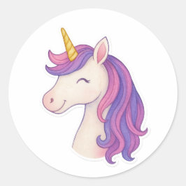 Redonda Fantasía absurda sonriente Pegatina unicornio