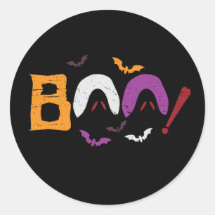 Redonda Fantasma colorida "¡Boo!" Pegatina de Halloween